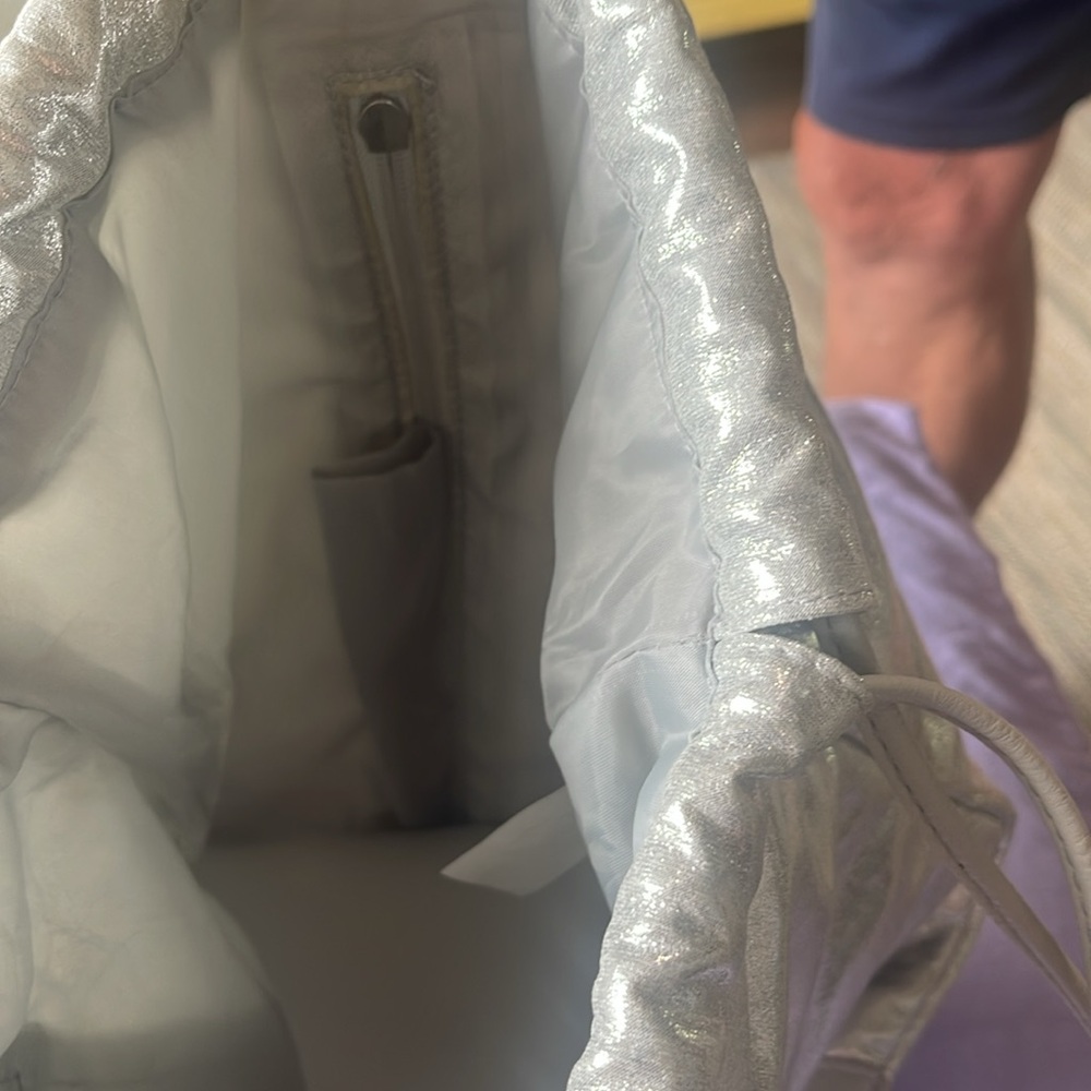 Shimmering Silver Glamor Drawstring Backpack - image 7